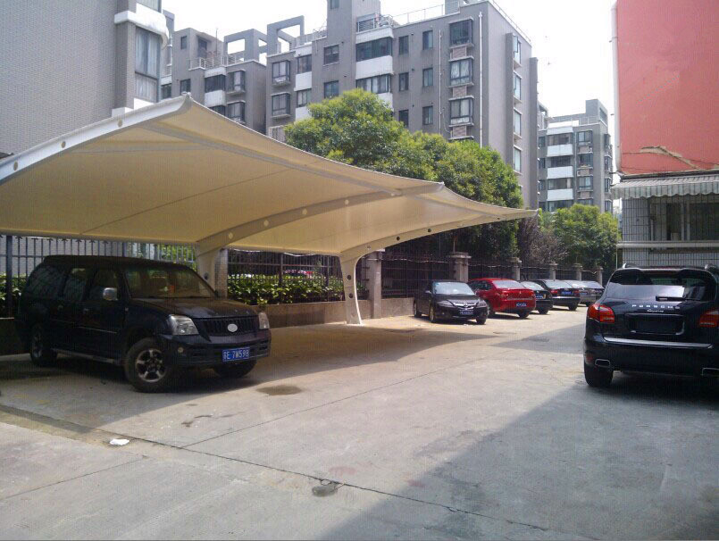 上海松江區(qū)膜結構停車棚 型號為JY-22 景觀車棚案例