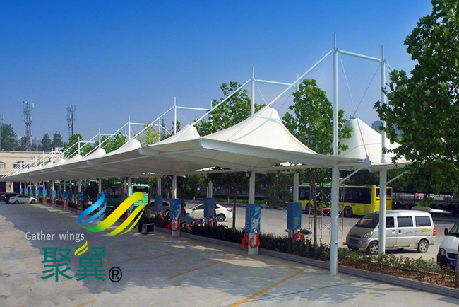 膜結構車棚H型鋼打孔|膜結構車棚實踐應用