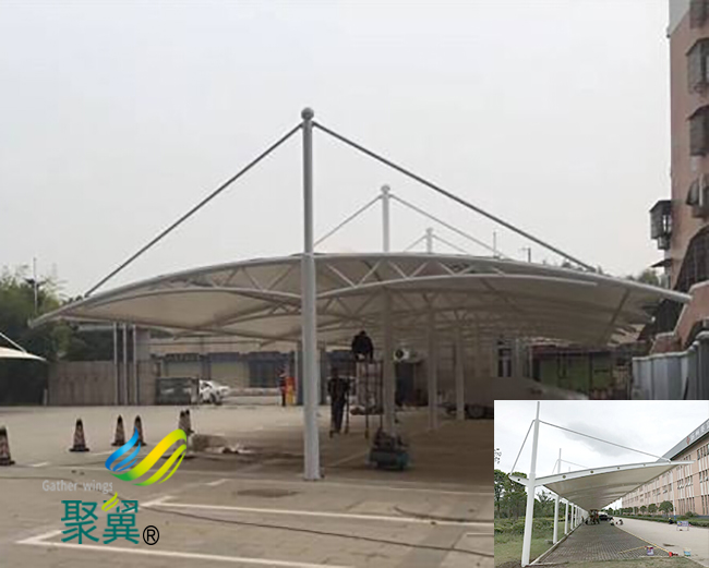 膜結構車棚組裝搭建|膜結構車棚環保無污染