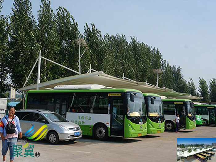福建大巴車停車棚基礎設計效果圖