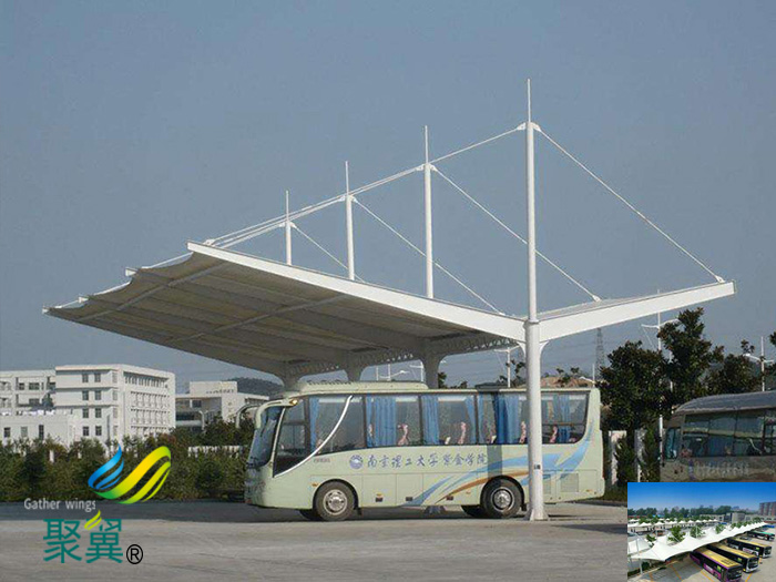 福建大巴車露天停車棚基礎設計cad效果圖