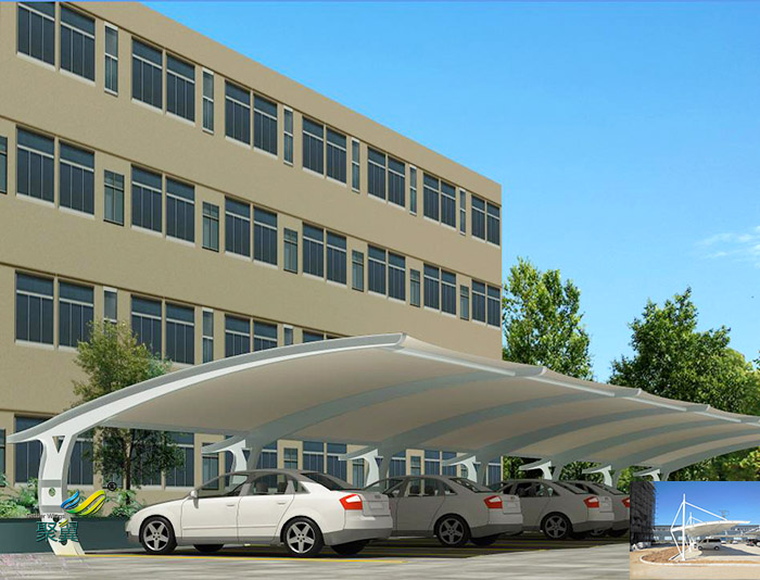 上海鋼膜結(jié)構(gòu)停汽自行車棚景觀安裝公司工程