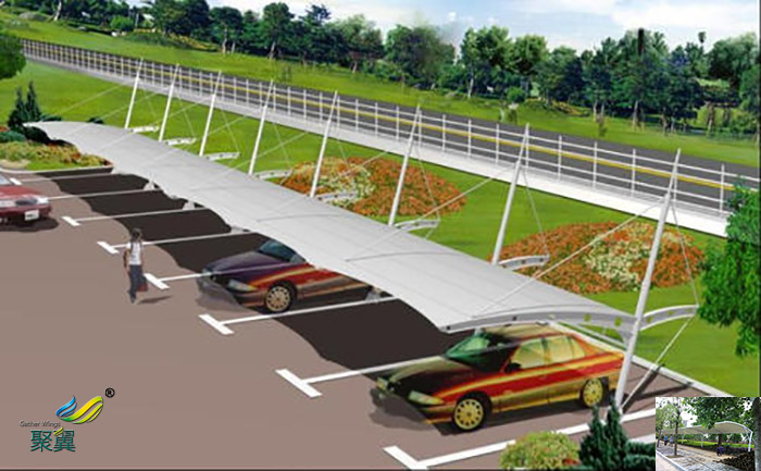 杭州鋼膜結(jié)構(gòu)汽車停車棚圖片廠家供應(yīng)工程