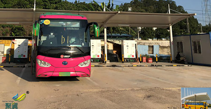 上海鋼膜結(jié)構(gòu)自行車大巴車停車棚廠家安裝定制工程