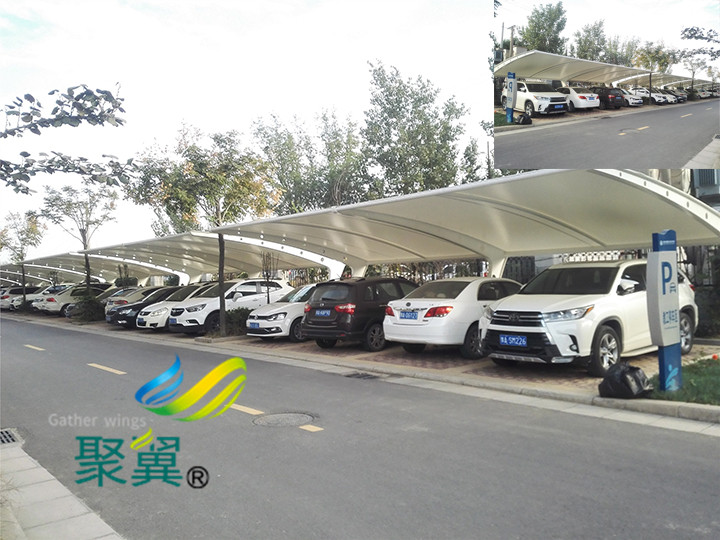 廠區張拉膜汽車棚停車棚鋼膜結構車棚廠區直銷